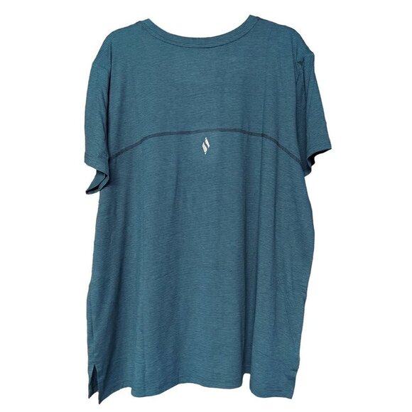 Skechers Women's Plus Size Teal Green Pinstripe GoDri Stride Athletic Tee - Picture 3 of 10